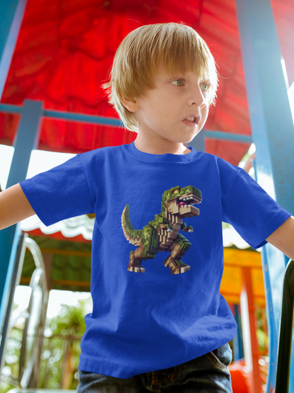 Pixel Dinosaur Kids T-Shirt – Retro Pixel T-Rex Gamer Tee