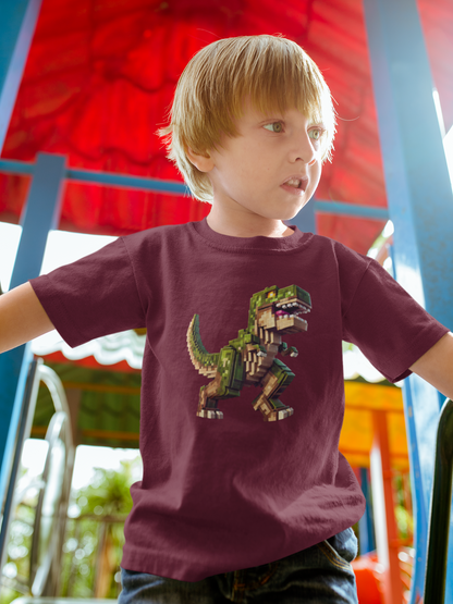 Pixel Dinosaur Kids T-Shirt – Retro Pixel T-Rex Gamer Tee