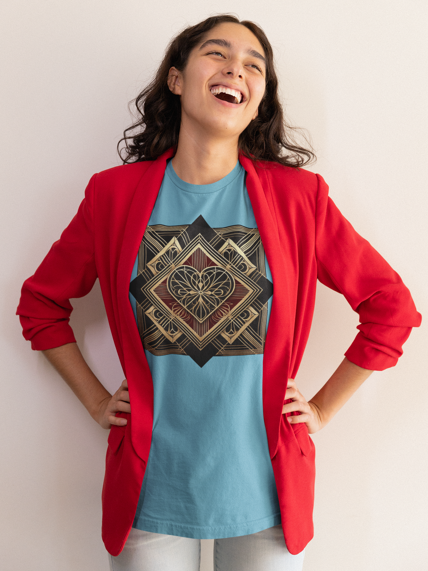 Art Deco Heart T-Shirt – Romantic Valentine's Day Graphic Tee