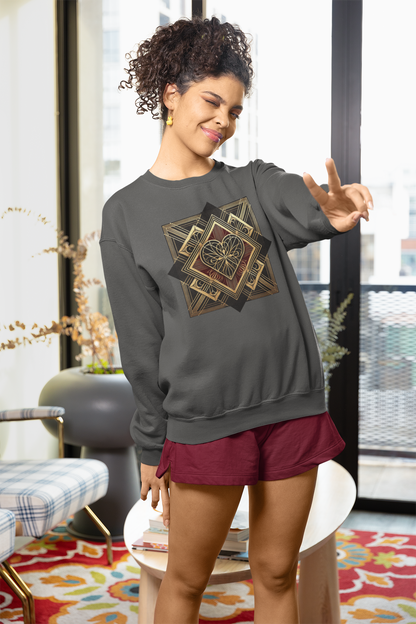 Art Deco Heart Sweatshirt – Romantic Valentine's Day Pullover