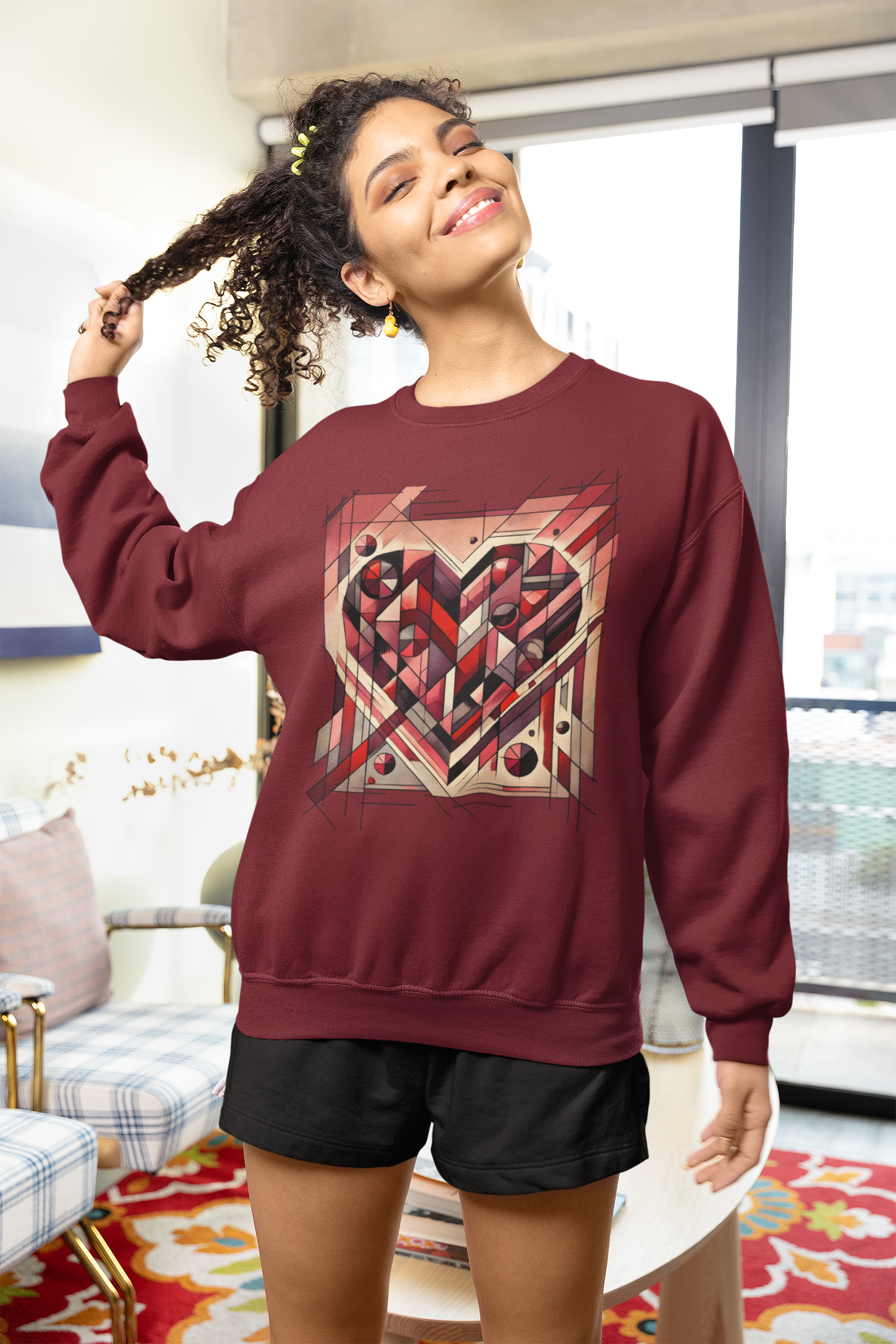 Cubist Heart Sweatshirt – Modern Art Valentine's Day Pullover
