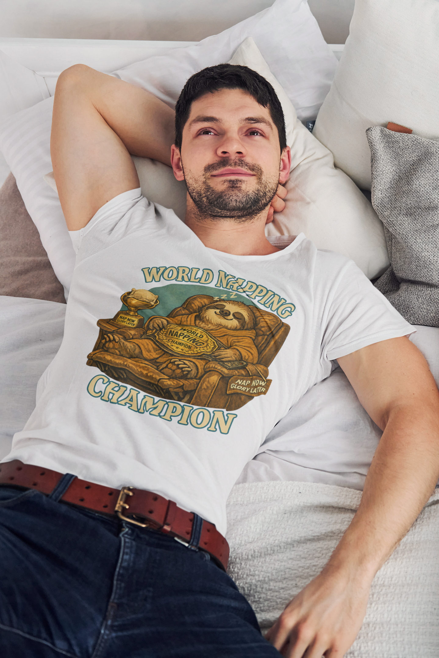 World Napping Champion T-Shirt – Funny Sloth Nap Tee
