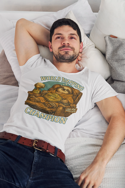 World Napping Champion T-Shirt – Funny Sloth Nap Tee