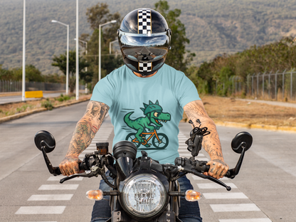 Velociraptor on a Bike T-Shirt – Funny Dino Velo Tee