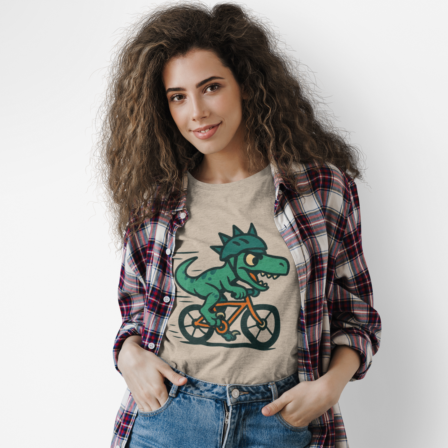 Velociraptor on a Bike T-Shirt – Funny Dino Velo Tee