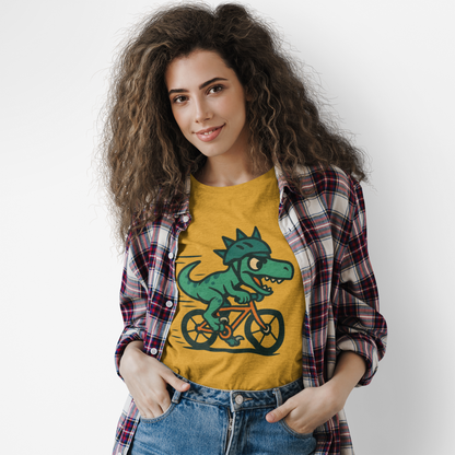 Velociraptor on a Bike T-Shirt – Funny Dino Velo Tee