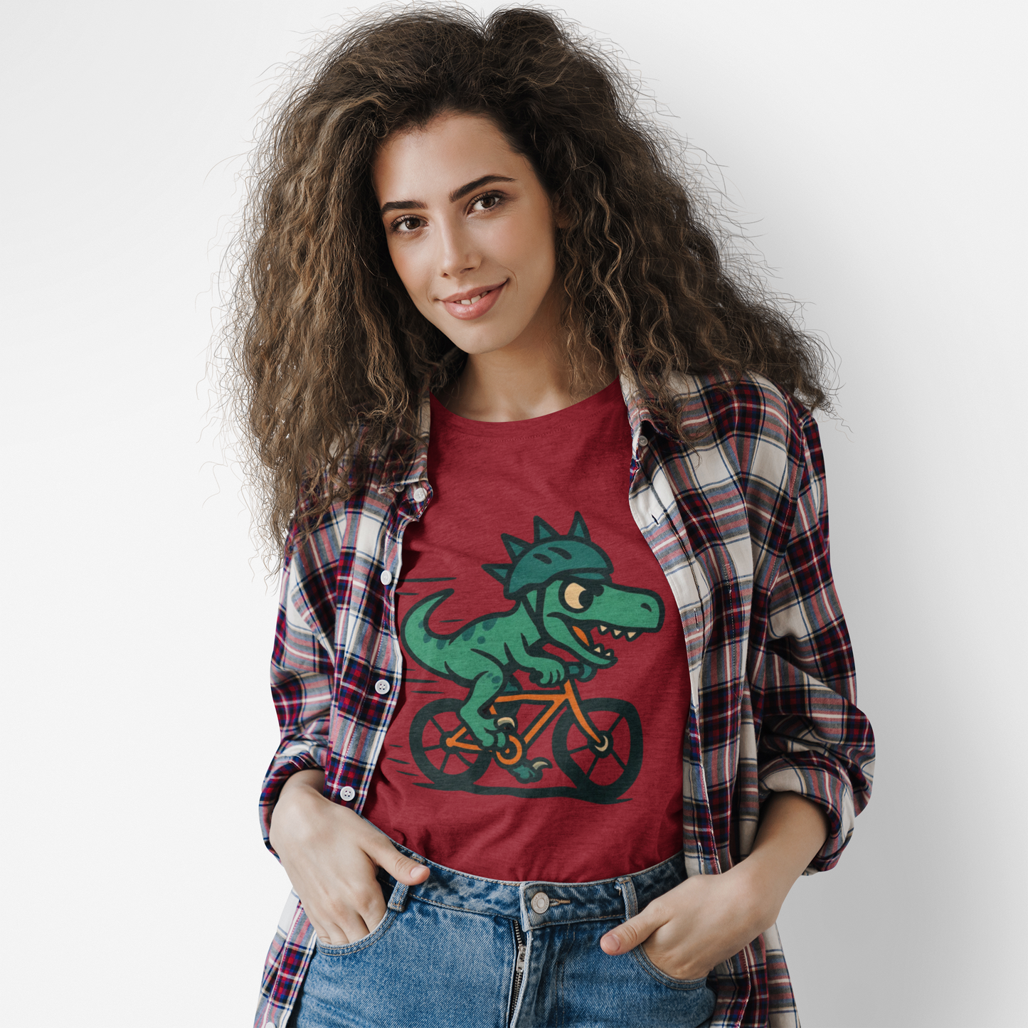Velociraptor on a Bike T-Shirt – Funny Dino Velo Tee