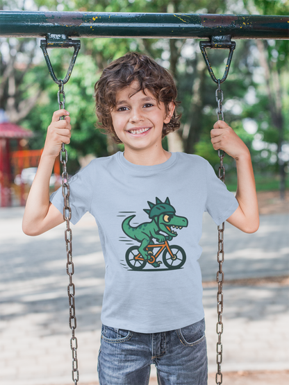 Kids Velociraptor Bike T-Shirt – Funny Dino Velo Tee