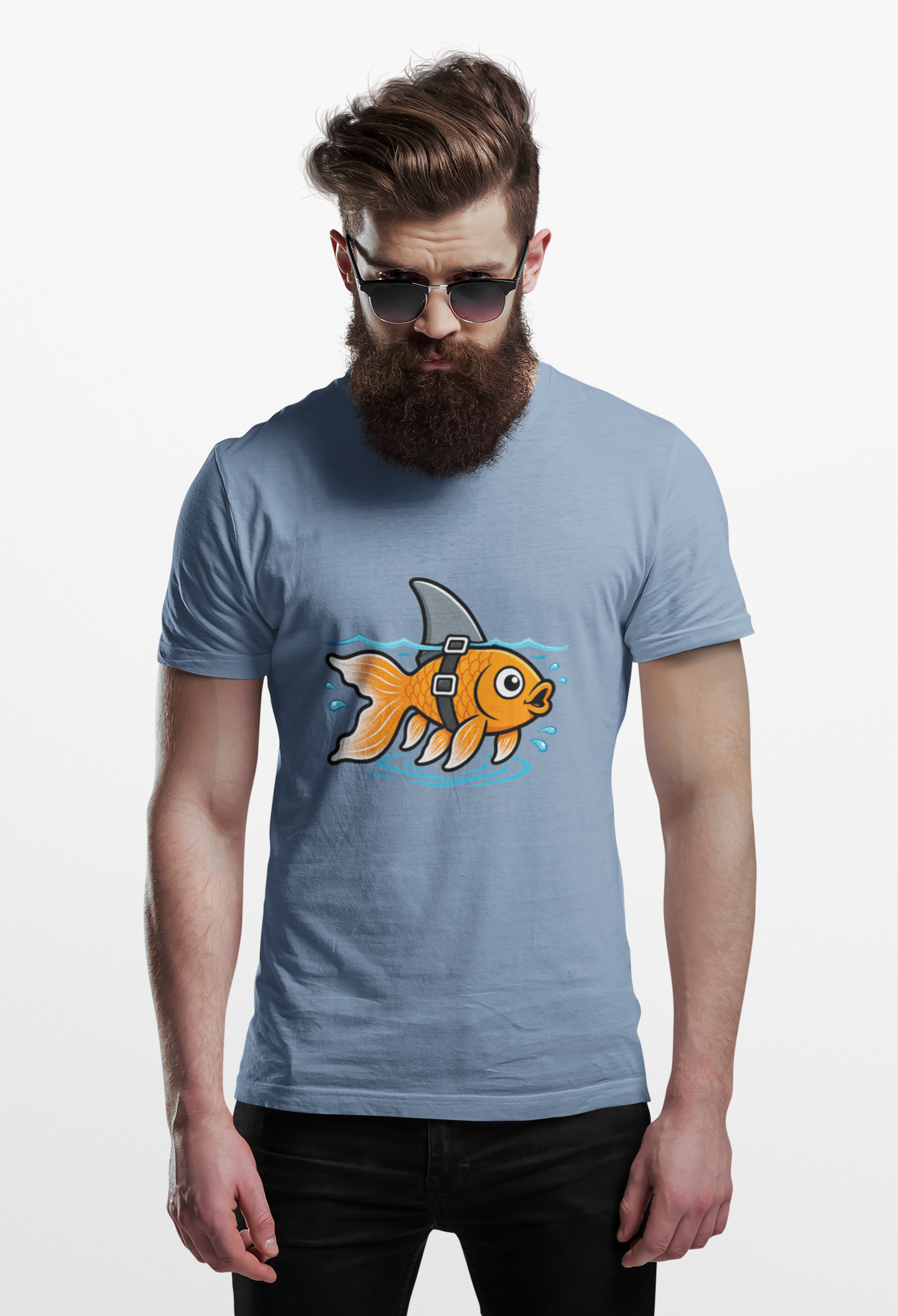 Goldfish Shark T-Shirt – Funny Fish Swimming  Graphic Tee