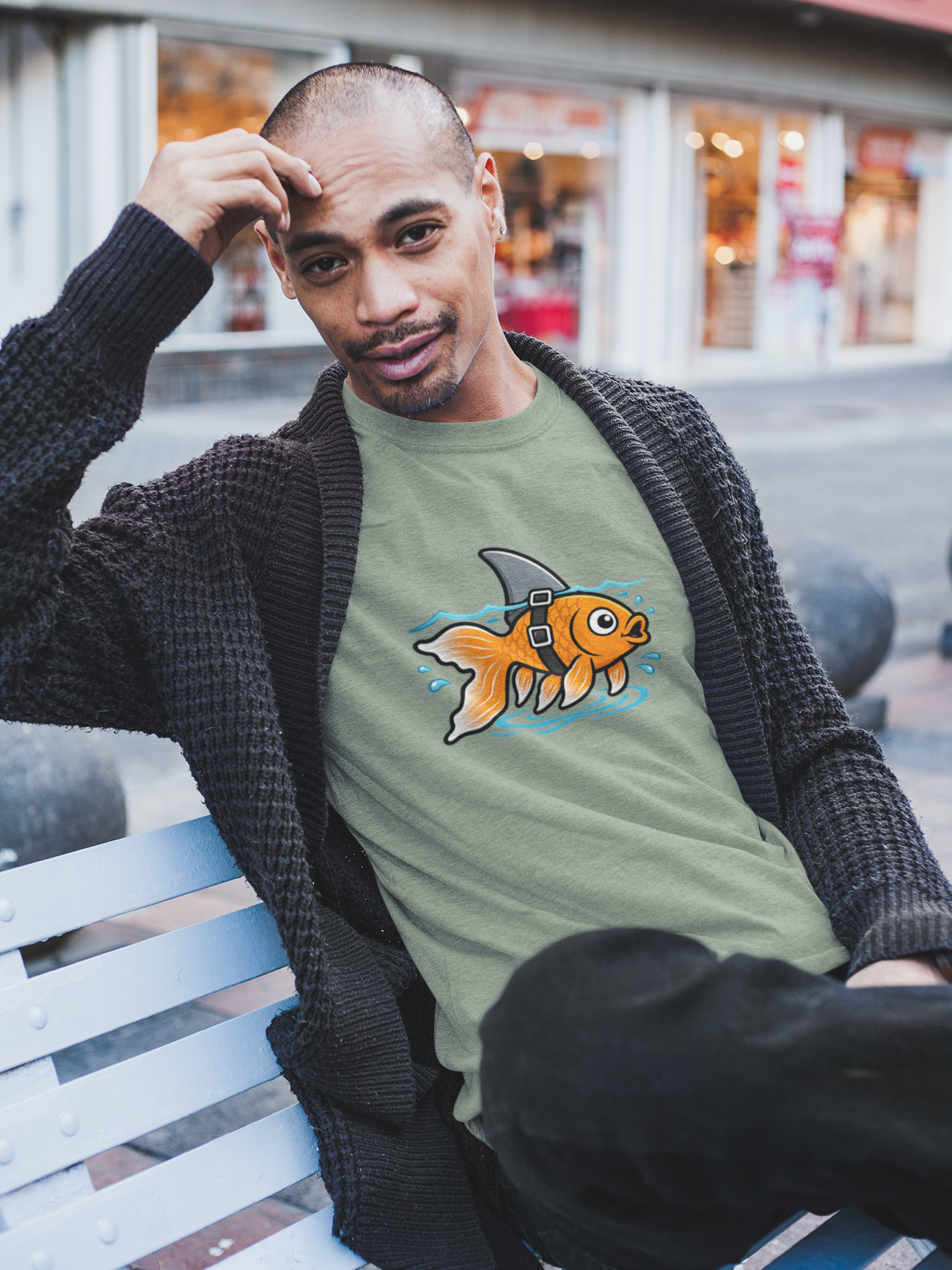 Goldfish Shark T-Shirt – Funny Fish Swimming  Graphic Tee