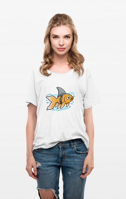 Goldfish Shark T-Shirt – Funny Fish Swimming  Graphic Tee