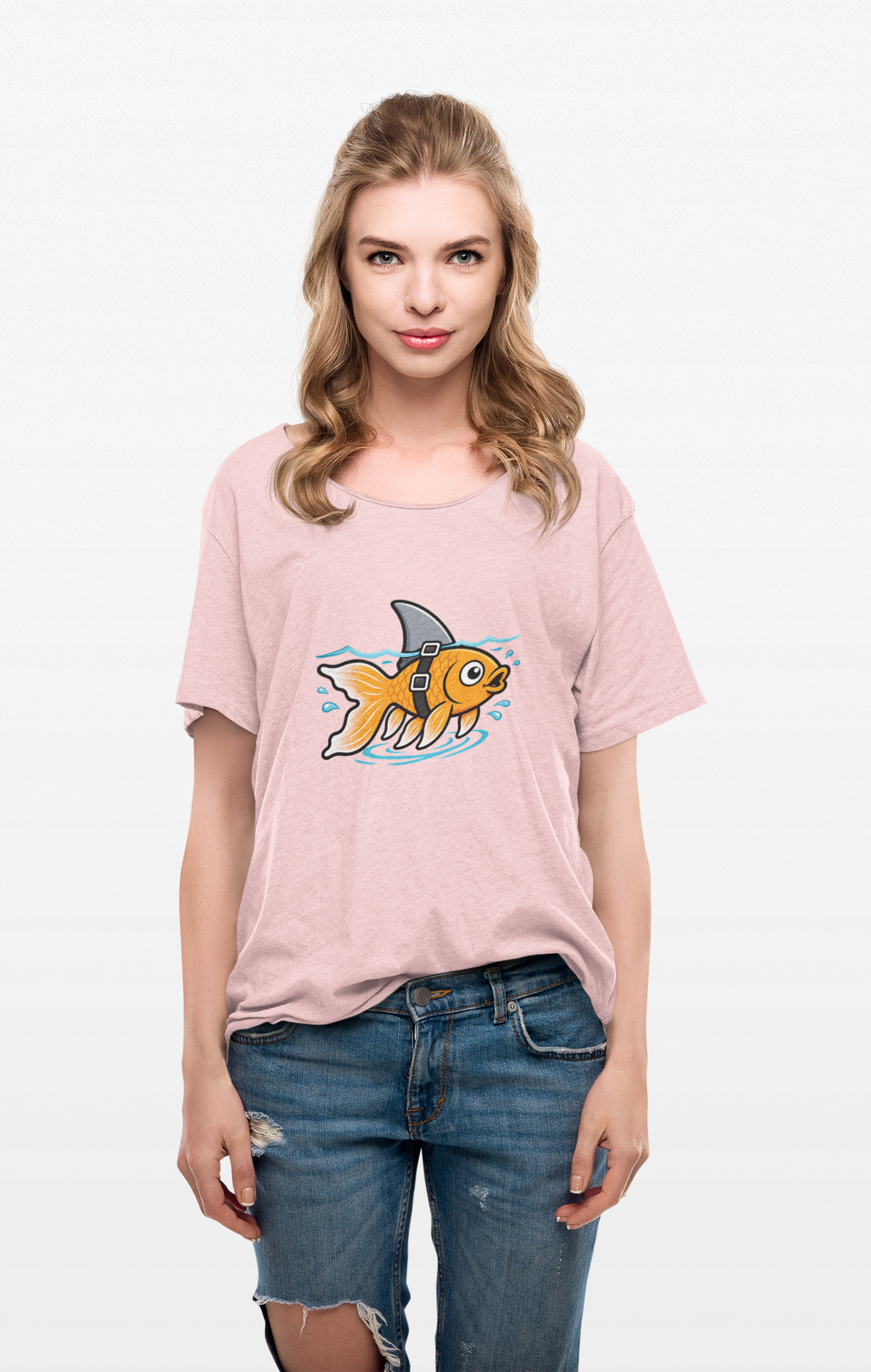 Goldfish Shark T-Shirt – Funny Fish Swimming  Graphic Tee