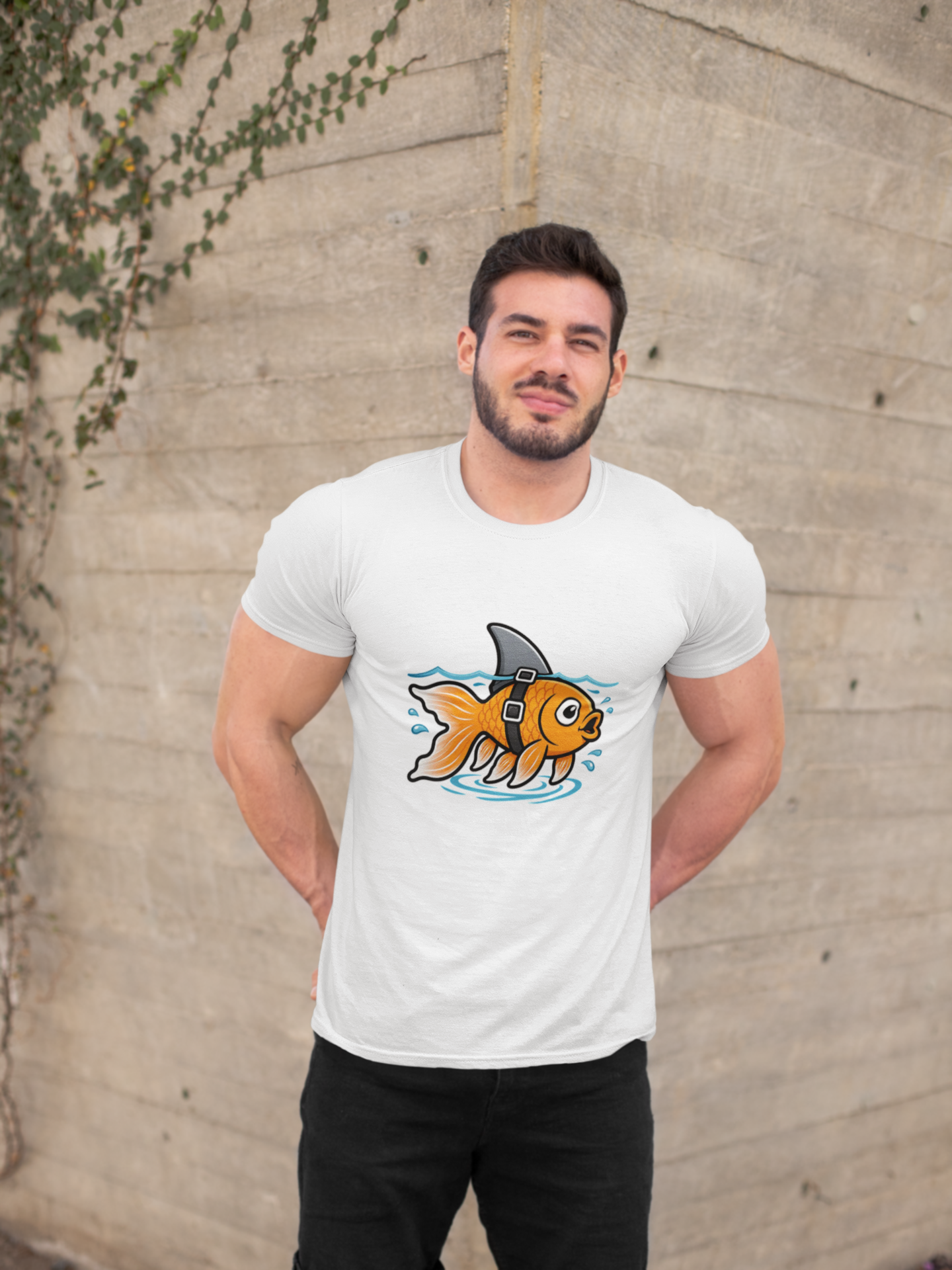 Goldfish Shark T-Shirt – Funny Fish Swimming  Graphic Tee