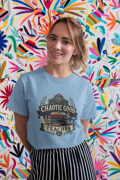 Chaotic Good Teacher T-Shirt – RPG Teacher Graphic Tee