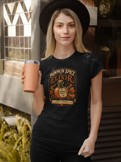 Pumpkin Spice Elixir T-Shirt – Funny Witchy Fall Coffee Tee