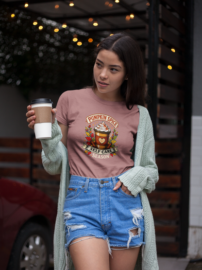 Pumpkin Spice Self Care Season T-Shirt – Funny Fall Coffee Tee