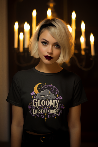 Gloomy Is a Lifestyle Choice T-Shirt – Funny Goth Halloween Tee