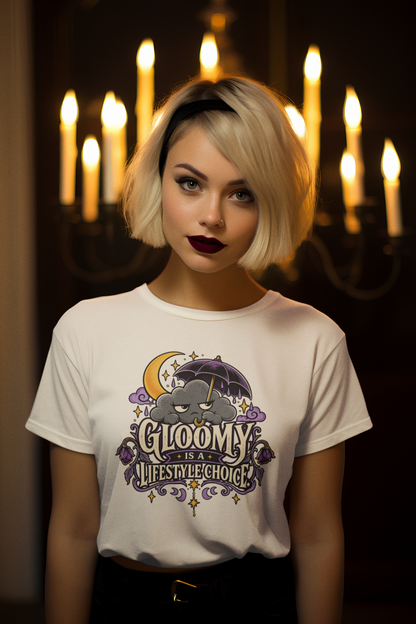 Gloomy Is a Lifestyle Choice T-Shirt – Funny Goth Halloween Tee