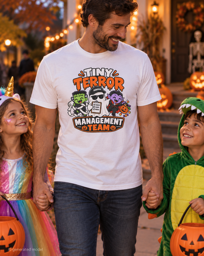 Tiny Terror Management Team T-Shirt – Funny Halloween Parent Tee