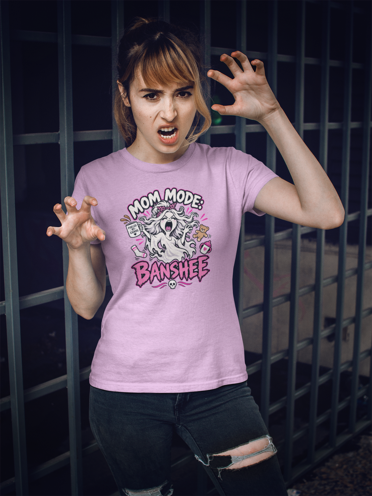 Mom Mode Banshee T-Shirt – Funny Chaotic Mom Halloween Tee