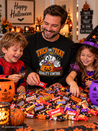 Trick-or-Treat Quality Control Sweatshirt – Funny Halloween Cozy Top