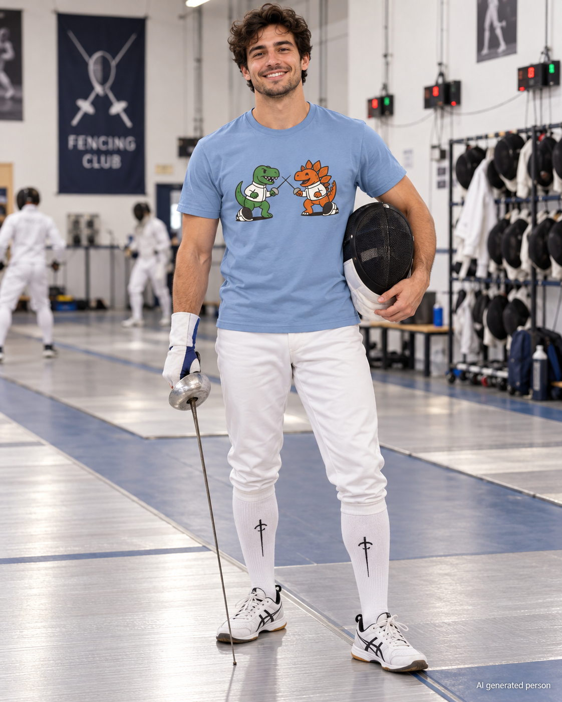 Dinosaur Fencing T-Shirt – T-Rex vs Stegosaurus Tee