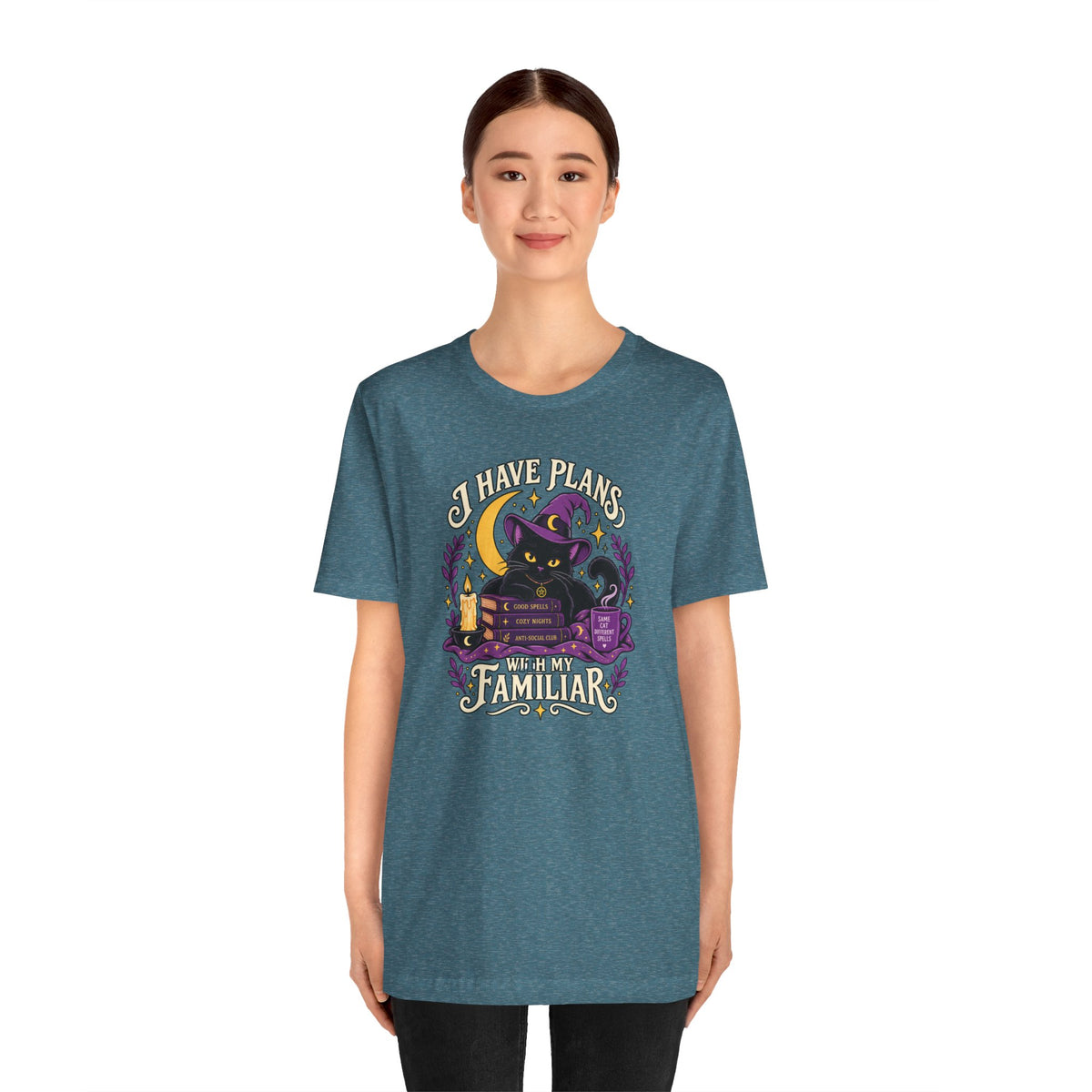 I Have Plans With My Familiar T-Shirt - Funny Witchy Introvert Cat Tee