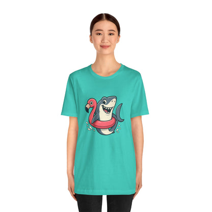 Shark & Flamingo Floatie T-Shirt – Funny Beach & Pool Day Tee