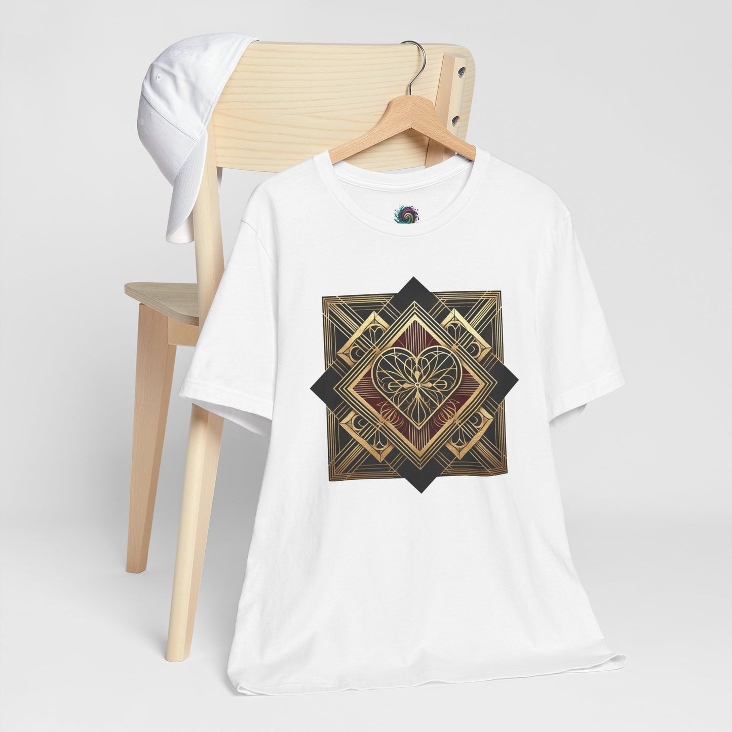 Art Deco Heart T-Shirt – Romantic Valentine's Day Graphic Tee