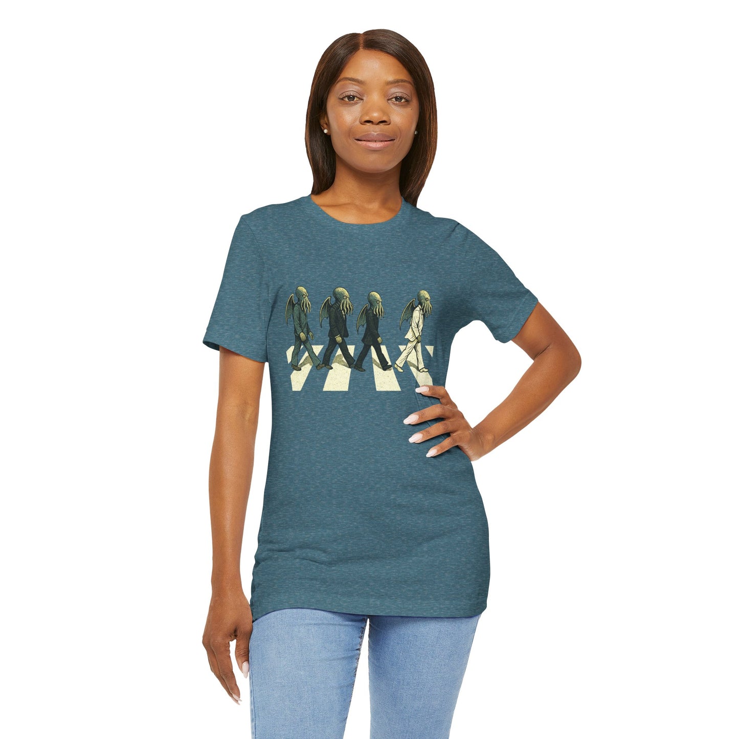 Cthulhu Crossing T-Shirt – Beatles Abbey Road Parody Tee | WhimSpin