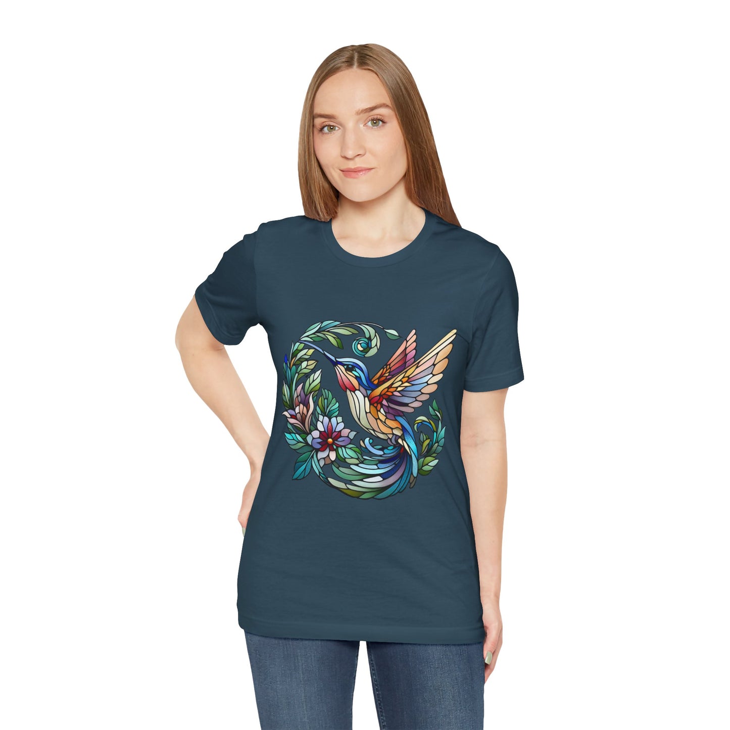 Stained Glass Hummingbird Tee – Vibrant Nature Shirt - WhimSpin - https://whimspin.com