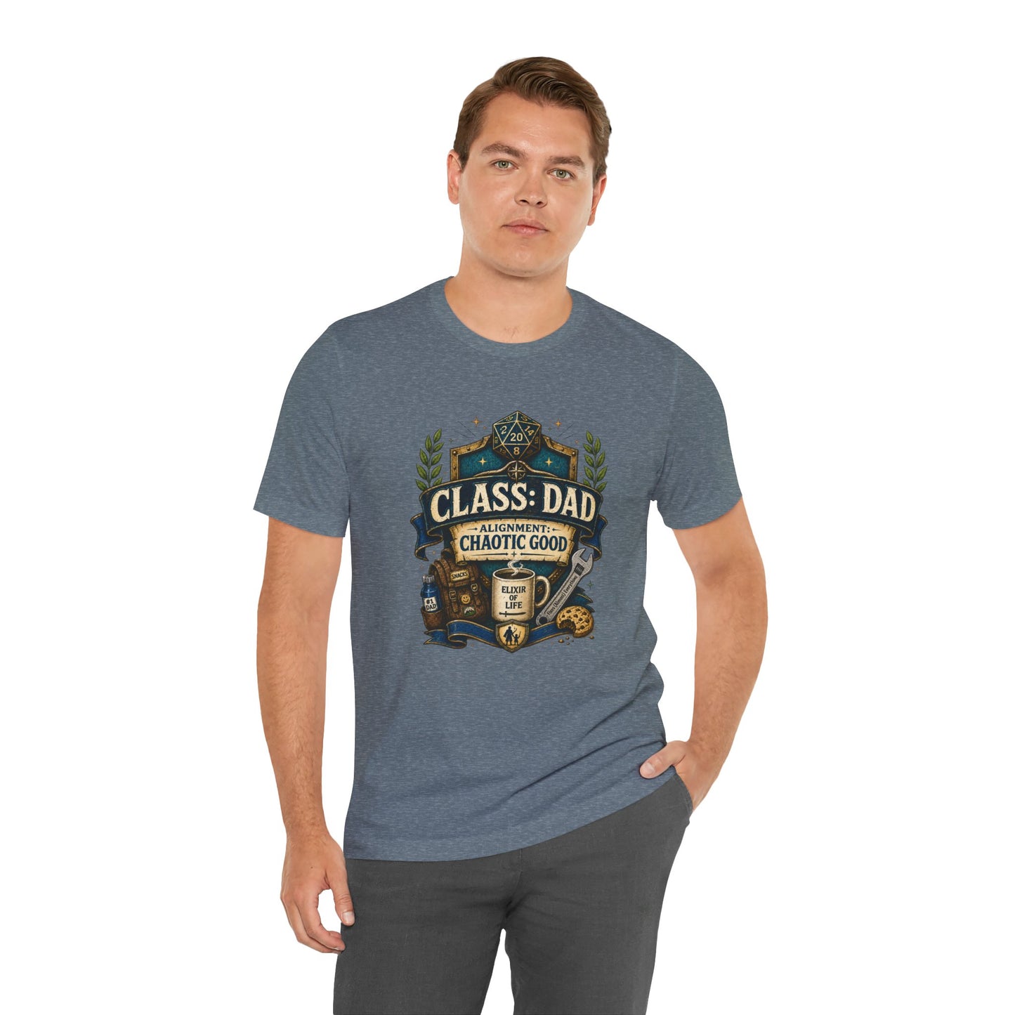 Chaotic Good Dad T-Shirt – RPG Gamer Dad Graphic Tee