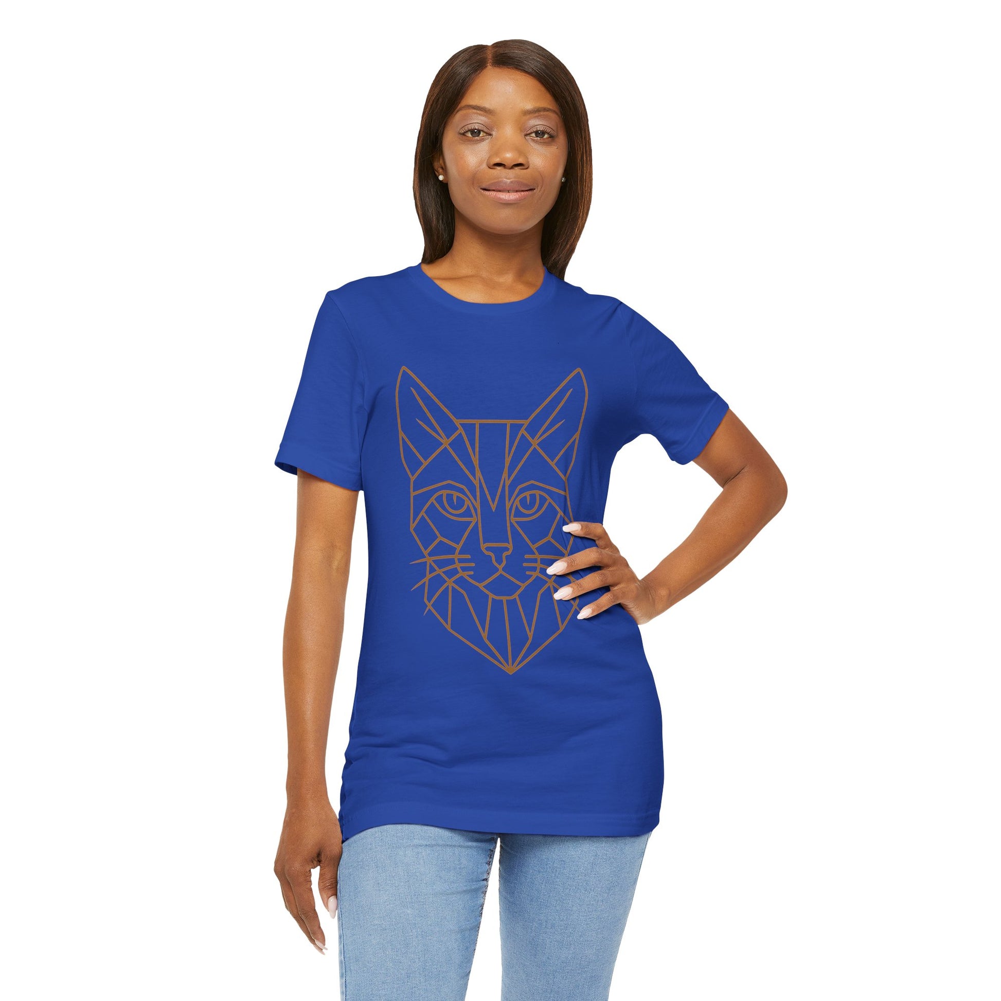 Geometric Cat T-Shirt – Minimalist Line Art Tee - WhimSpin - https://whimspin.com
