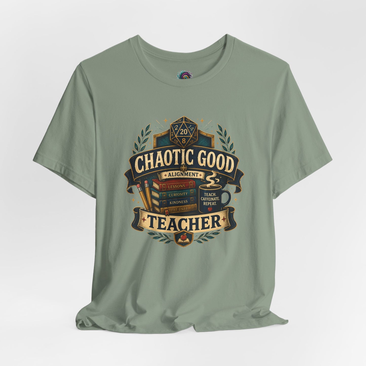 Chaotic Good Teacher T-Shirt – RPG Teacher Graphic Tee