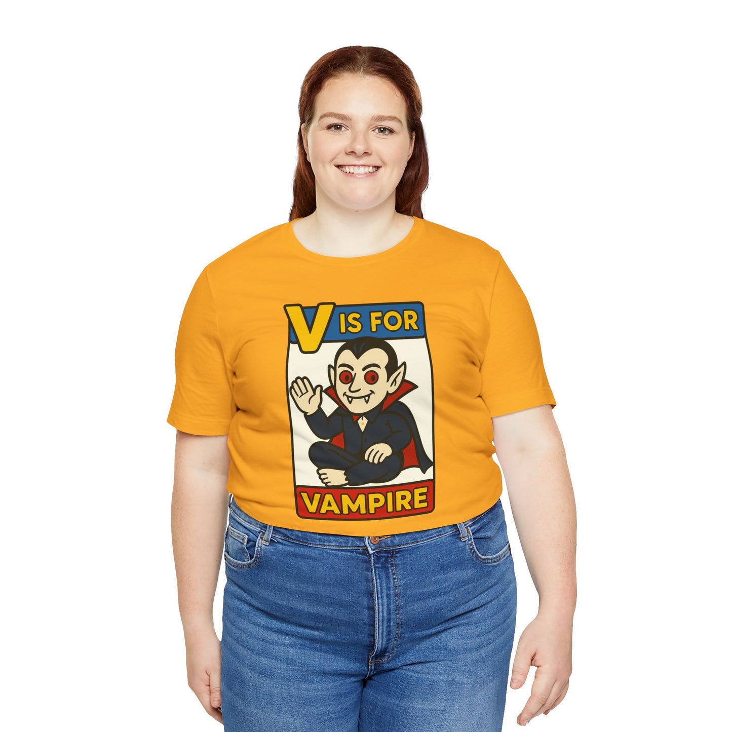 V is for Vampire T-Shirt – Funny Halloween Legend Alphabet Tee