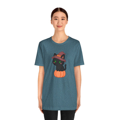 Halloween Cat Shirt – Cute Cat on a Pumpkin Graphic Tee