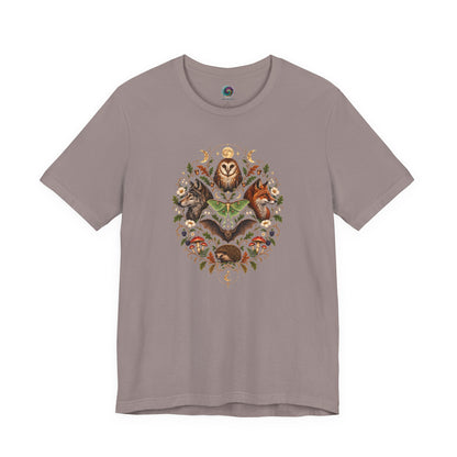 Nocturnal Woodland Animals T-Shirt – Moonlit Nature Tee