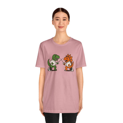 Dinosaur Fencing T-Shirt – T-Rex vs Stegosaurus Tee