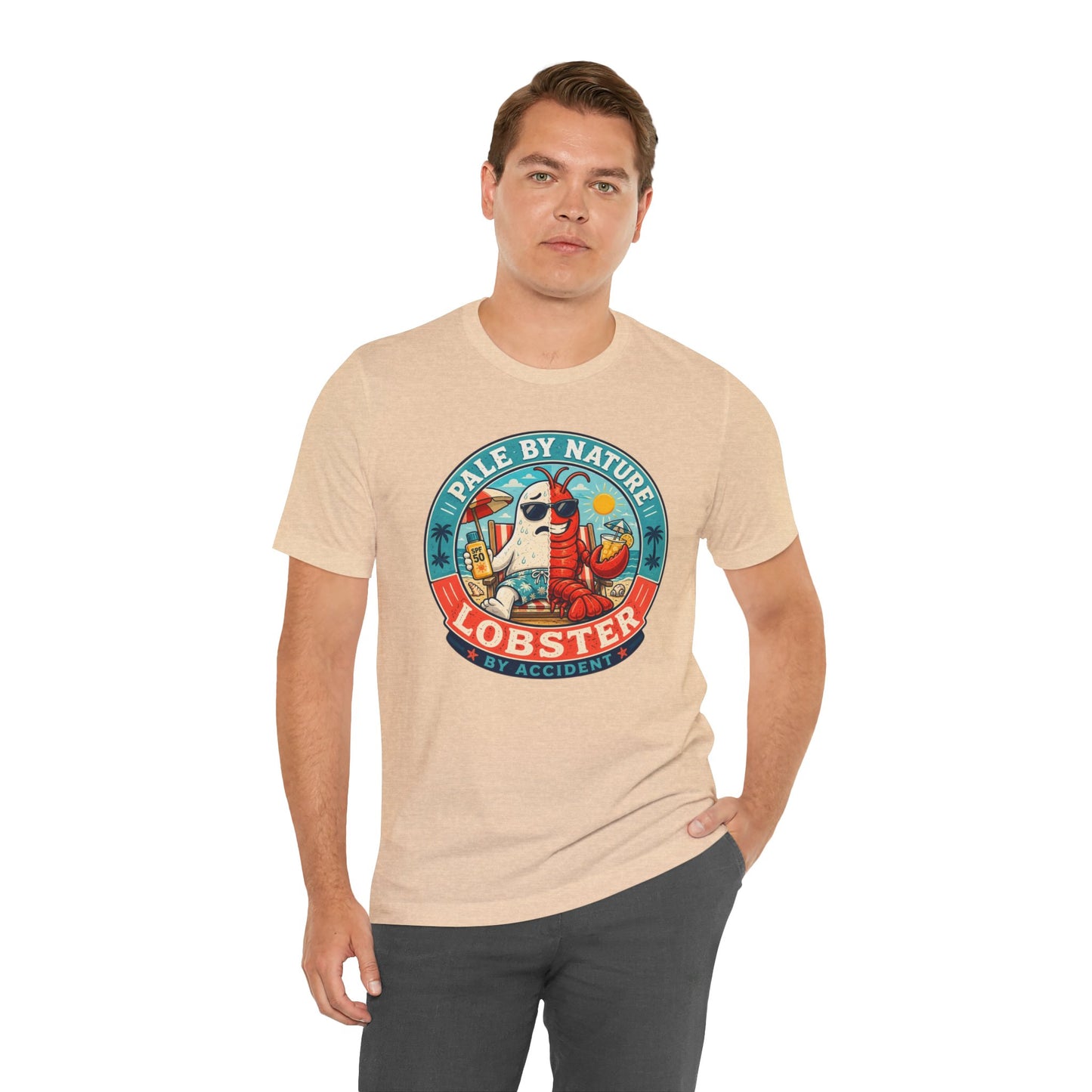 Pale by Nature Lobster by Accident T-Shirt – Funny Sunburn Summer Graphic Tee
