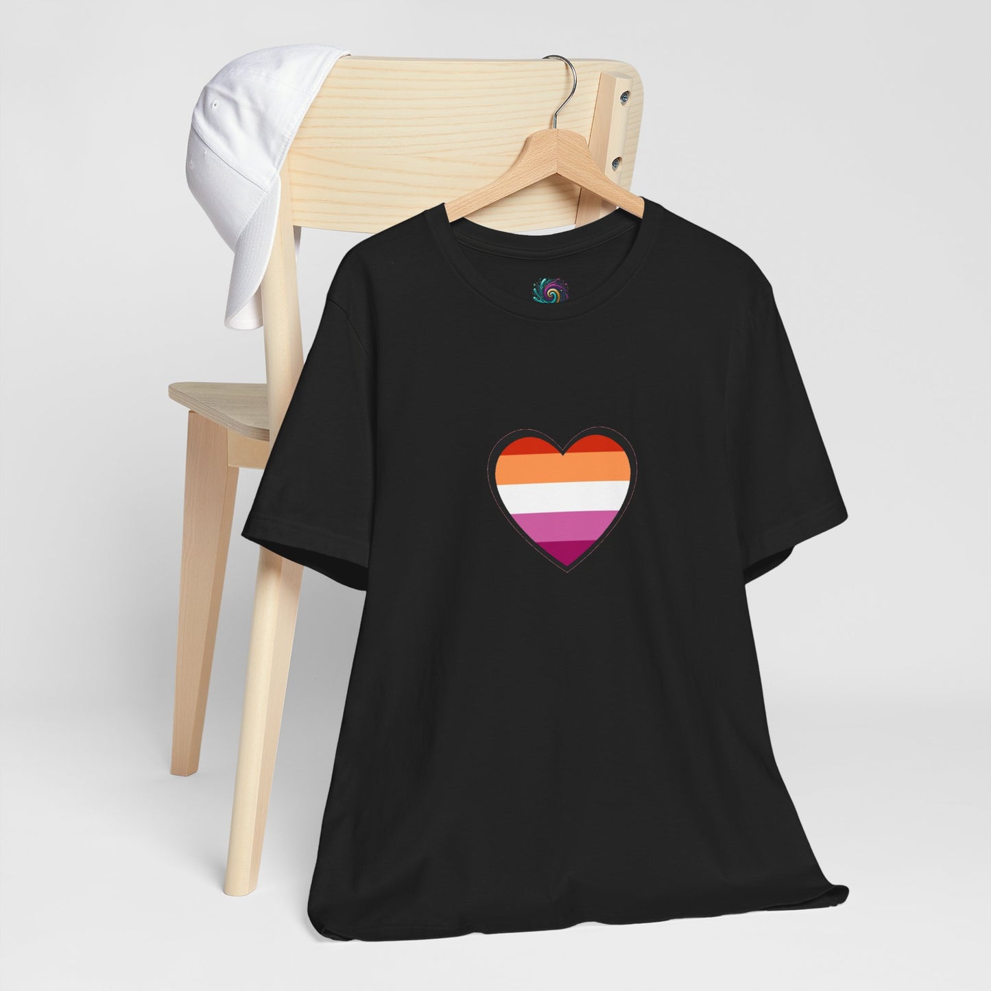 Lesbian Flag Heart T-Shirt – Bold LGBTQ+ Graphic Tee