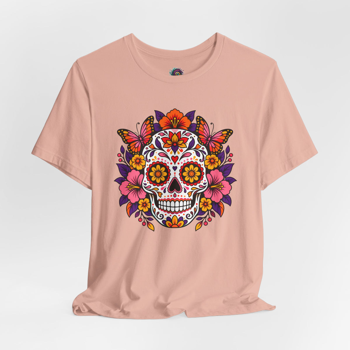 Floral Sugar Skull T-Shirt – Colorful Día de los Muertos Inspired Tee