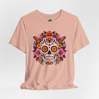 Floral Sugar Skull T-Shirt – Colorful Día de los Muertos Inspired Tee