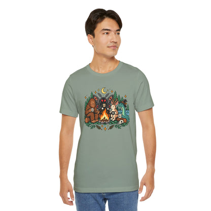 Cryptid Campfire T-Shirt – Bigfoot, Mothman & Nessie Tee