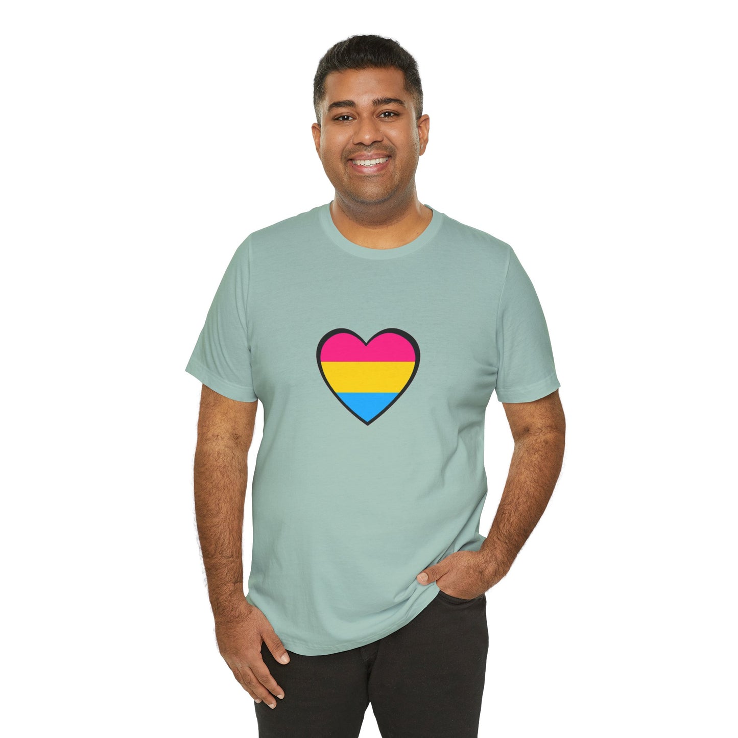 Pansexual Pride Flag Heart Tee – LGBTQ+ Pan Flag Minimalist Shirt - WhimSpin - https://whimspin.com
