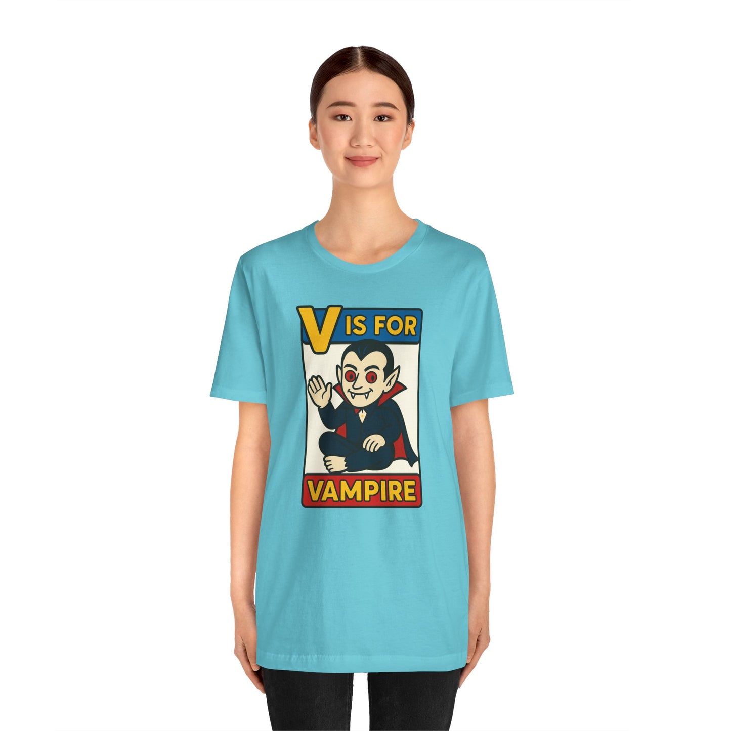 V is for Vampire T-Shirt – Funny Halloween Legend Alphabet Tee