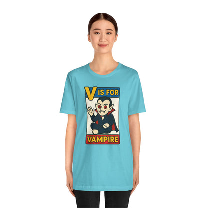 V is for Vampire T-Shirt – Funny Halloween Legend Alphabet Tee