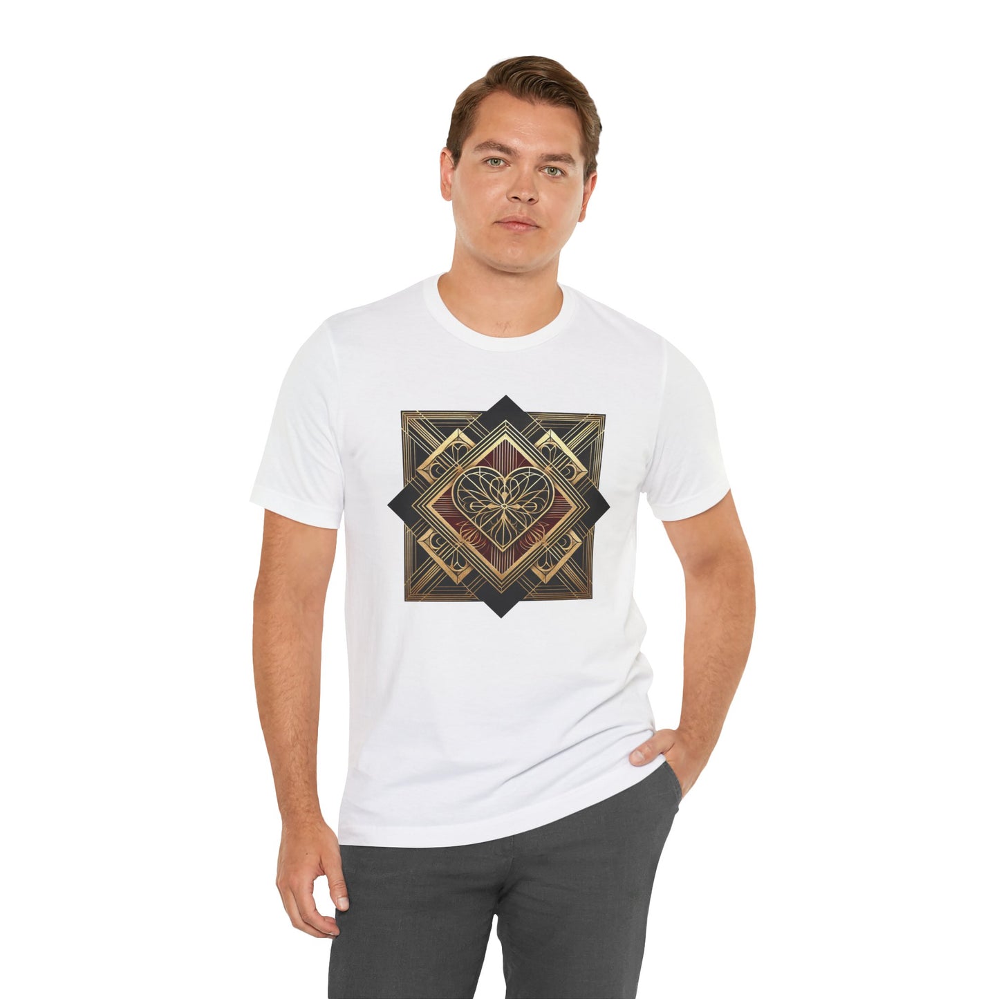 Art Deco Heart T-Shirt – Romantic Valentine's Day Graphic Tee