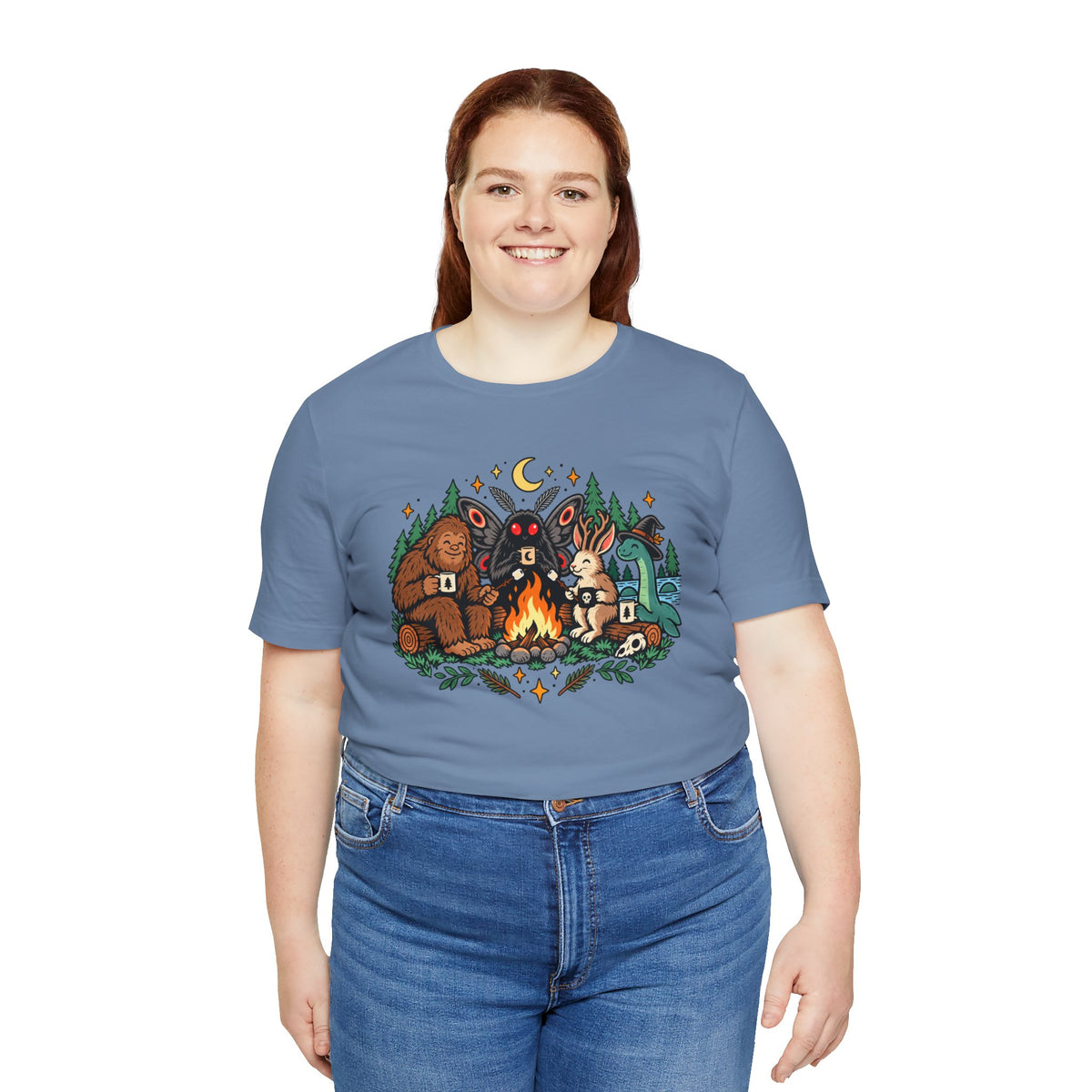 Cryptid Campfire T-Shirt – Bigfoot, Mothman & Nessie Tee