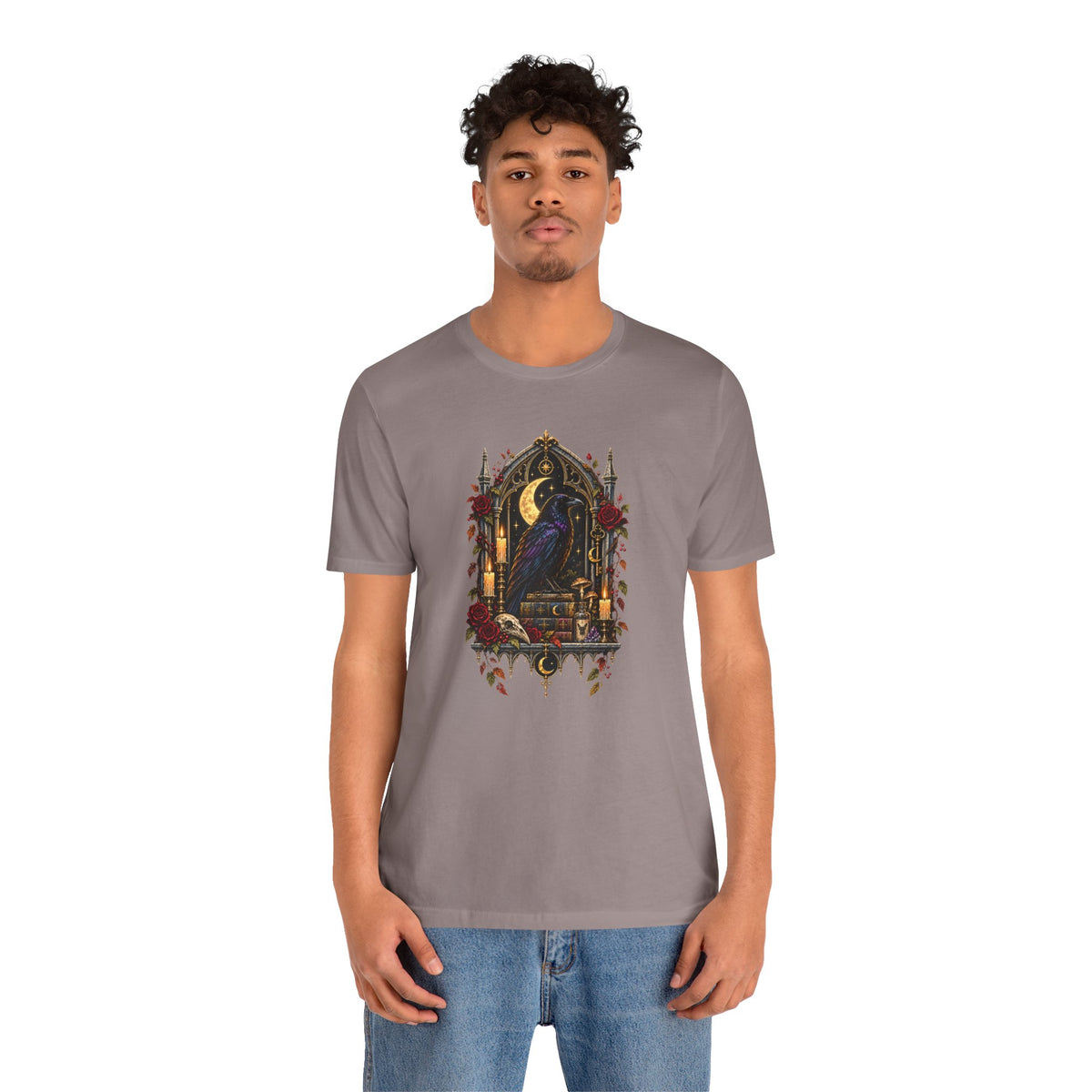 Raven’s Reliquary Tee – Gothic Moonlit Raven T-shirt