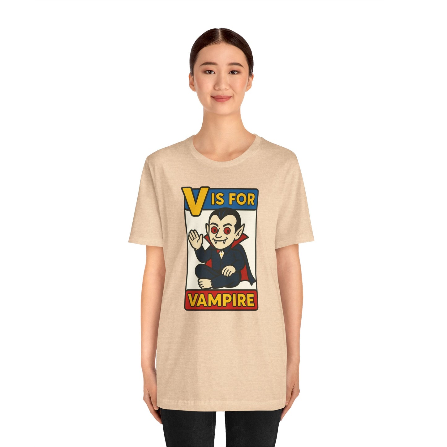 V is for Vampire T-Shirt – Funny Halloween Legend Alphabet Tee